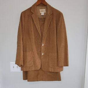Vintage Brown Vardon Corduroy Blazer Jacket / Skirt Suit Set sz 14 made in Japan